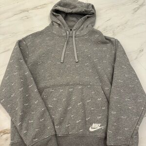 Nike all over logo grey men’s hoodie size small.